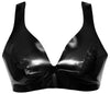Schwarzes Latex-Bustier mit stylischem Dekolleté und Druckknopfverschluss von Late X – Ansicht 5