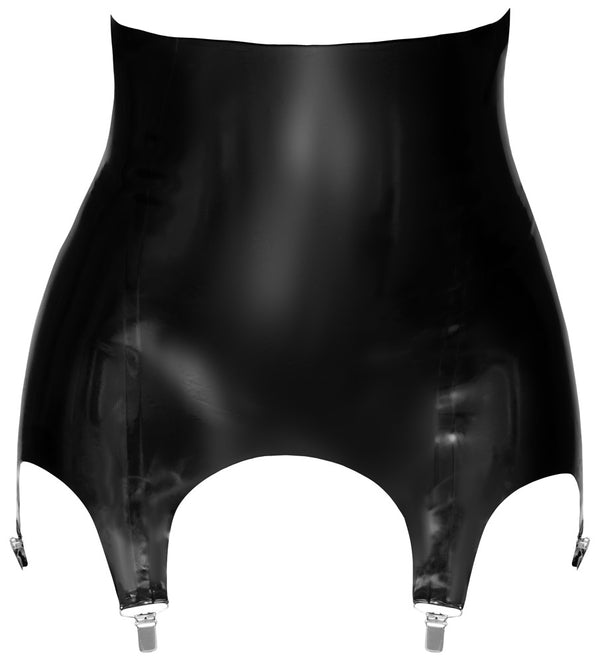 Schwarzer hoher Latex-Strapsgurt mit 4 Metall-Clips von Late X – Ansicht 6