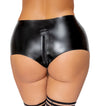Schwarze Latex-Hotpants mit Reißverschluss von Late X – Ansicht 4