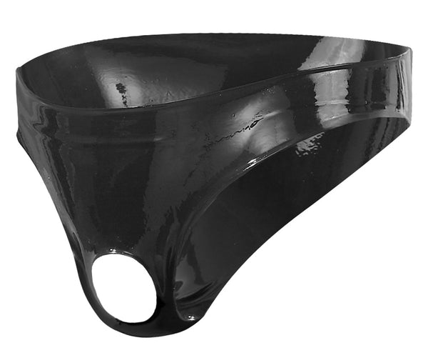 Schwarzer hautenger Latex-Slip mit Showmaster-Öffnung von Late X – Ansicht 4