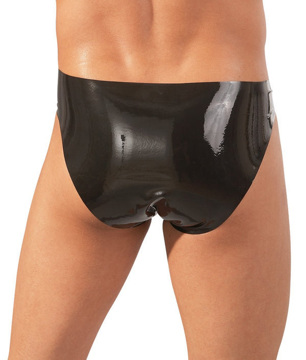 Schwarzer hautenger Latex-Slip mit Showmaster-Öffnung von Late X – Ansicht 3
