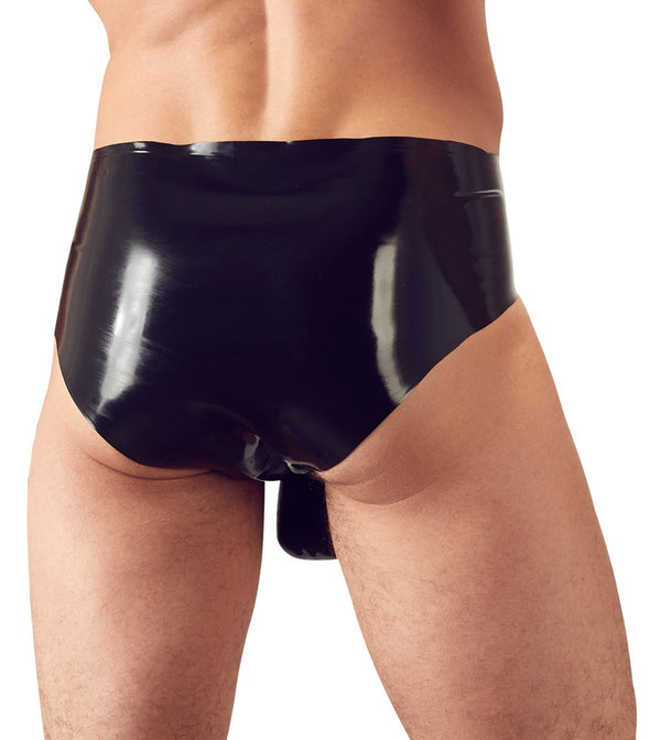 Schwarzer Latex-Slip mit genoppter Penis-Sleeve von Late X – Ansicht 4