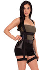 Schwarzes verführerisches Utility Body Harness mit Strumpfhaltern und Taschen von Leg Avenue – Ansicht 4