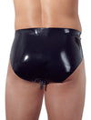 Schwarzer taillenhoher Latex-Slip mit aufpumpbarem Anal-Plug von Late X – Ansicht 5