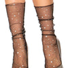 Schwarze transparente Tüllsocken mit verspieltem Sternen und Mondmuster | Leg Avenue