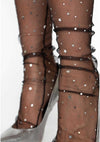 Schwarze transparente Tüllsocken mit verspieltem Sternen und Mondmuster von Leg Avenue – Ansicht 3