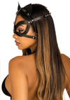 Kostümzubehör - Vegane Leder Katzenmaske mit Nieten | Leg Avenue