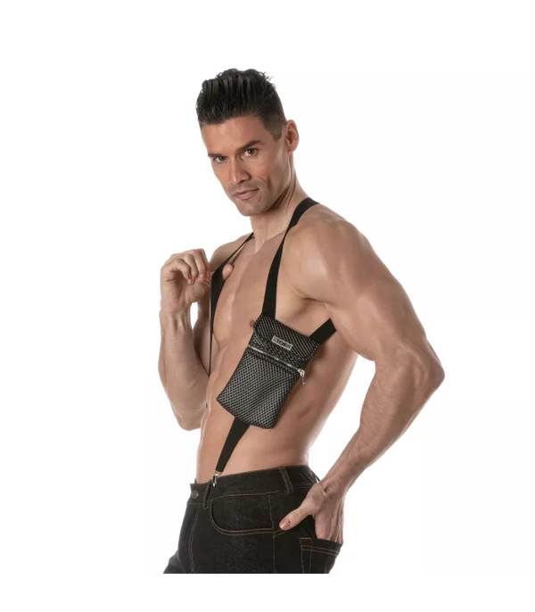 Schwarzes 3D Elastic Pocket-Harness von TOF Paris – Ansicht 3