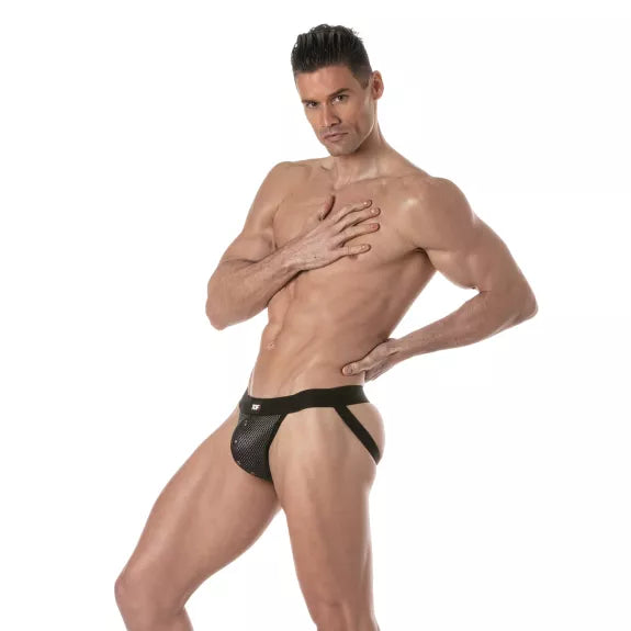 Jockstrap mit 3D-Mesh & Druckknöpfen - Komfort & Style, Schwarz-Grau | TOF Paris
