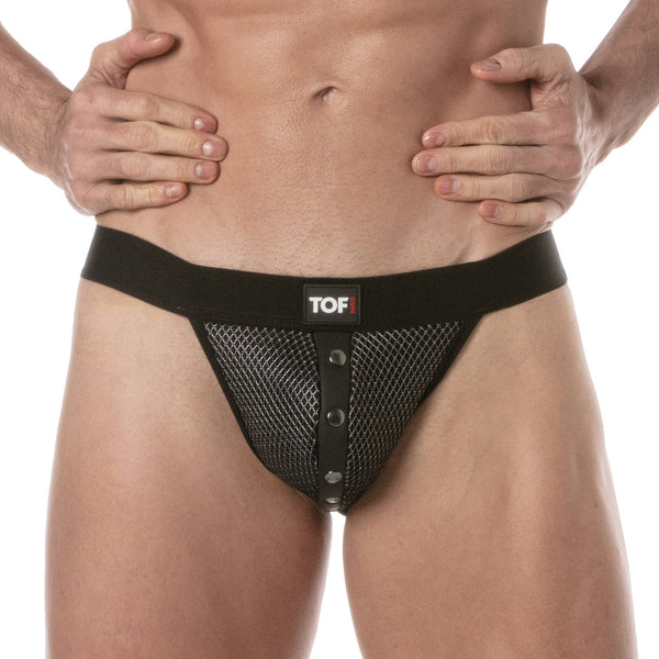 Jockstrap mit 3D-Mesh & Druckknöpfen - Komfort & Style, Schwarz-Grau | TOF Paris