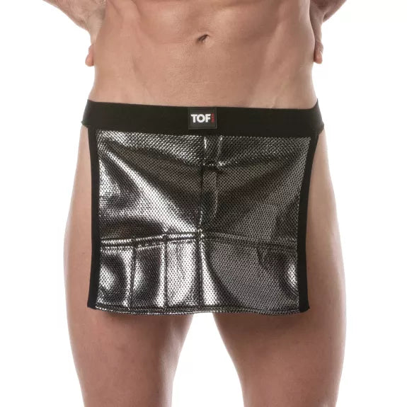3D Taillenschürze Silber - sexy Mesh, elastischer Bund, praktische Taschen | TOF Paris