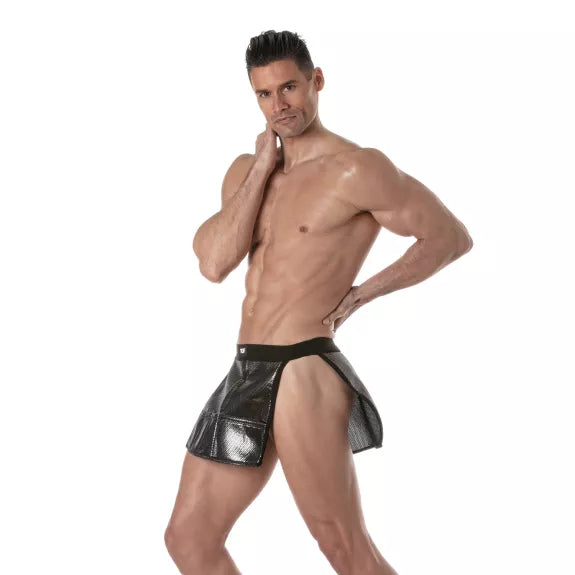 3D Taillenschürze Silber - sexy Mesh, elastischer Bund, praktische Taschen | TOF Paris