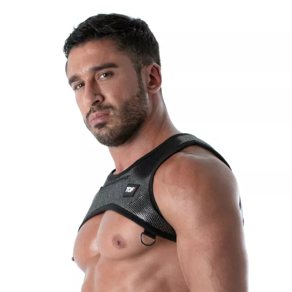 Herren Harness mit 3D Mesh & Reißverschlusstaschen - silber | TOF Paris