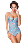 Vintage Badeanzug blau kariert mit Rosenmuster | Belsira SALE