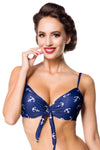 Bikini mit Ankermuster zum binden mit Raffung & Schleifchen blau