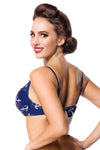 Bikini mit Ankermuster zum binden mit Raffung & Schleifchen blau