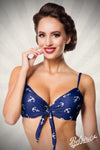 Bikini mit Ankermuster zum binden mit Raffung & Schleifchen blau