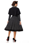 Elegantes Swing-Kleid mit Cape und Stoffknöpfen | Belsira