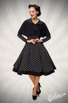 Elegantes Swing-Kleid mit Cape und Stoffknöpfen | Belsira