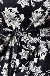 Kleid mit Blumen Muster Schwarz Weiß 50308 | Belsira