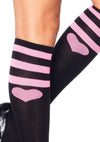 Schwarze kokette sportliche Kniestrümpfe mit romantischem Herzdetail von Leg Avenue – Ansicht 2