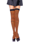 Schwarz-oranges modisches Capri Strumpfhosen Set mit markanten Streifen von Leg Avenue