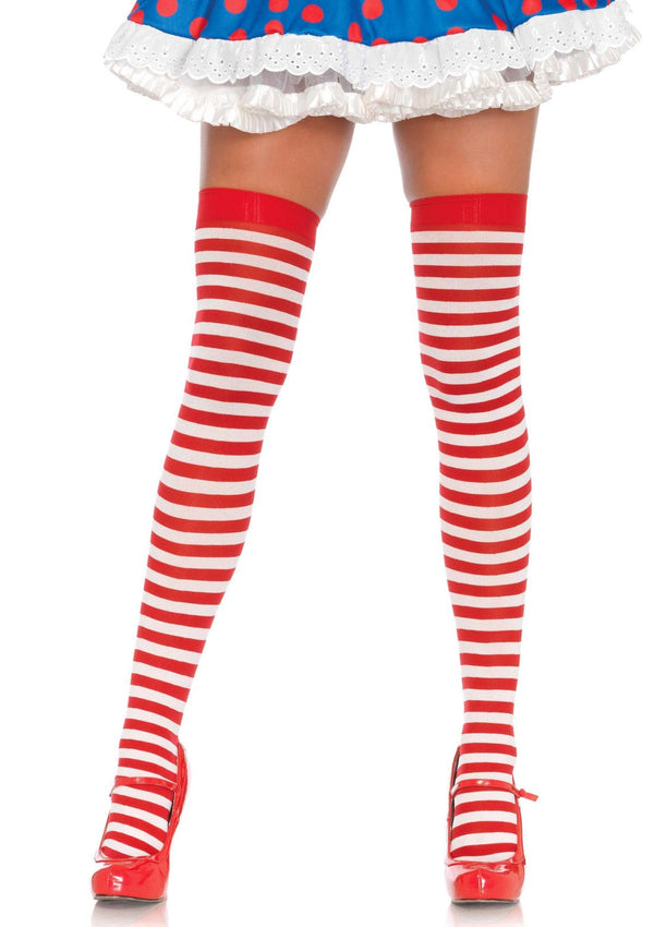 Weiß rotes extravagantes Capri Beinkleid mit aufregenden optischen Längsstreifen von Leg Avenue