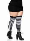 Gestreifte Overknee Strümpfe aus Nylon - Halterlose Damen Strümpfe Queen Size | Leg Avenue