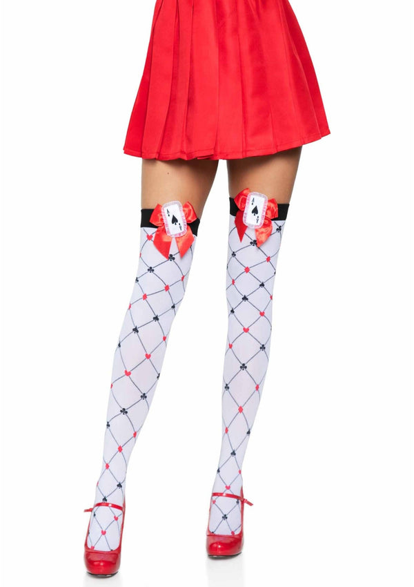 Bunte verspielte Strumpfhose im Karten Design von Leg Avenue