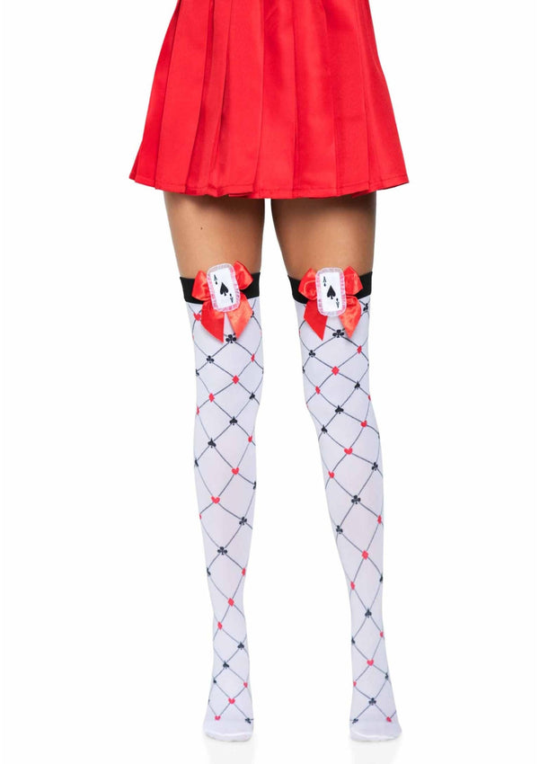 Bunte verspielte Strumpfhose im Karten Design von Leg Avenue – Ansicht 5