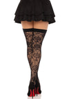 Netzstrümpfe mit Rosendesign - Halterlose Strümpfe mit floralem Muster | Leg Avenue