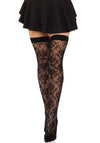 Netzstrümpfe mit Rosendesign - Halterlose Strümpfe mit floralem Muster | Leg Avenue