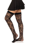 Netzstrümpfe mit Rosendesign - Halterlose Strümpfe mit floralem Muster | Leg Avenue