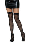 Sexy Overknee-Strümpfe mit Yin Yang Netzoptik in Schwarz | Leg Avenue
