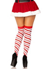 Rote weihnachtliche Overknee Socken mit schimmernden Details von Leg Avenue – Ansicht 3
