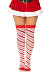 Rote weihnachtliche Overknee Socken mit schimmernden Details von Leg Avenue – Ansicht 2