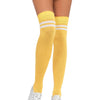Gelb-weiße sportliche Overknee Socken für einen absolut koketten Alltagslook | Leg Avenue