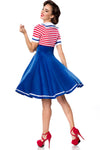 Swing-Kleid im Marinelook mit ausgestelltem Rockteil blau/weiss/rot | Belsira SALE