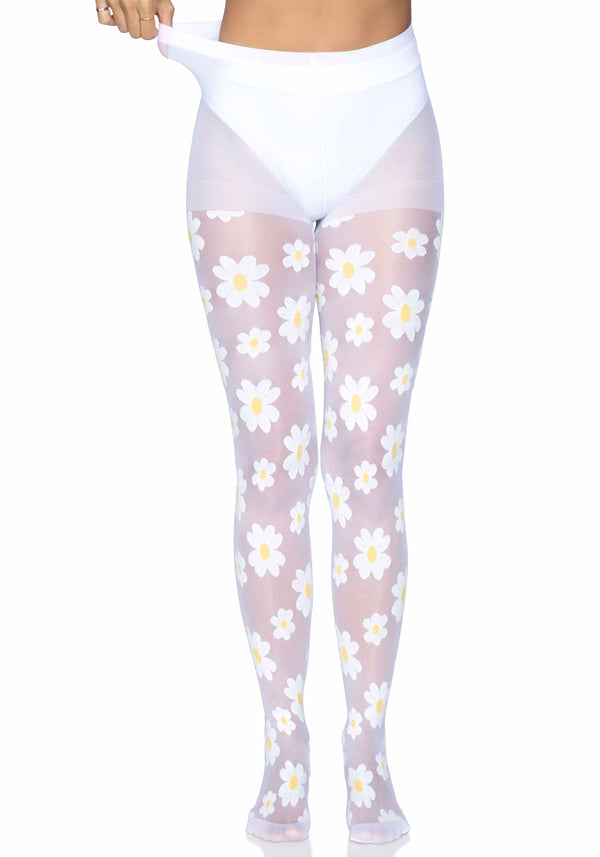 Transparente Nylon Strumpfhose mit floralem Muster - Nylons | Leg Avenue