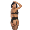 BH & Strumpfgürtel mit Sexy Slip - Schwarz | Shots