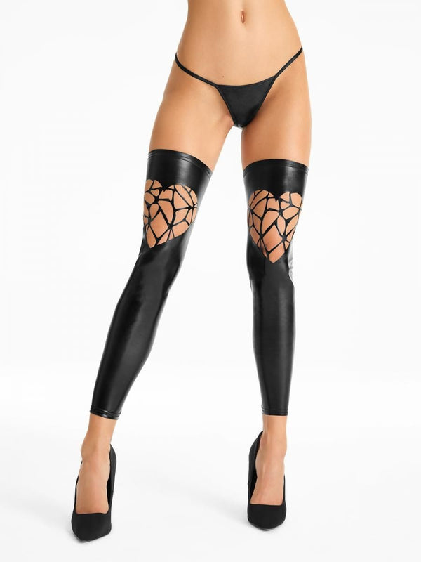 Wetlook-Strümpfe mit Cutouts und Reißverschluss zum Öffnen | 7Heaven