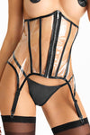 Elegantes PVC-Taillenmieder mit Reißverschluss und Strumpfhaltern | 7Heaven