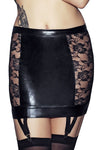 Wetlook-Rock mit Spitzendetails und Strumpfhaltern | 7Heaven