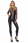 Elegantes Wetlook Catsuit mit Tüll-Einsätzen und Rückenverschluss | 7Heaven