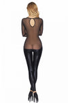 Elegantes Wetlook Catsuit mit Tüll-Einsätzen und Rückenverschluss | 7Heaven