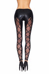 Wetlook Leggings mit Tüll-Einsätzen, elegantes Design | 7Heaven