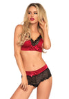 Elegantes Satin-Spandex BH Set mit String in zeitlosem Design | Leg Avenue