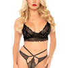 Schwarzes atemberaubendes Dessous Set mit herzförmiger Spitze | Leg Avenue