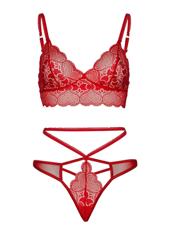 Rotes sündiges Spitzen Dessous Set mit verführerischen Cut-Outs von Leg Avenue – Ansicht 6