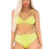 Neongelbes Set mit modernen Riemchendetails | Leg Avenue